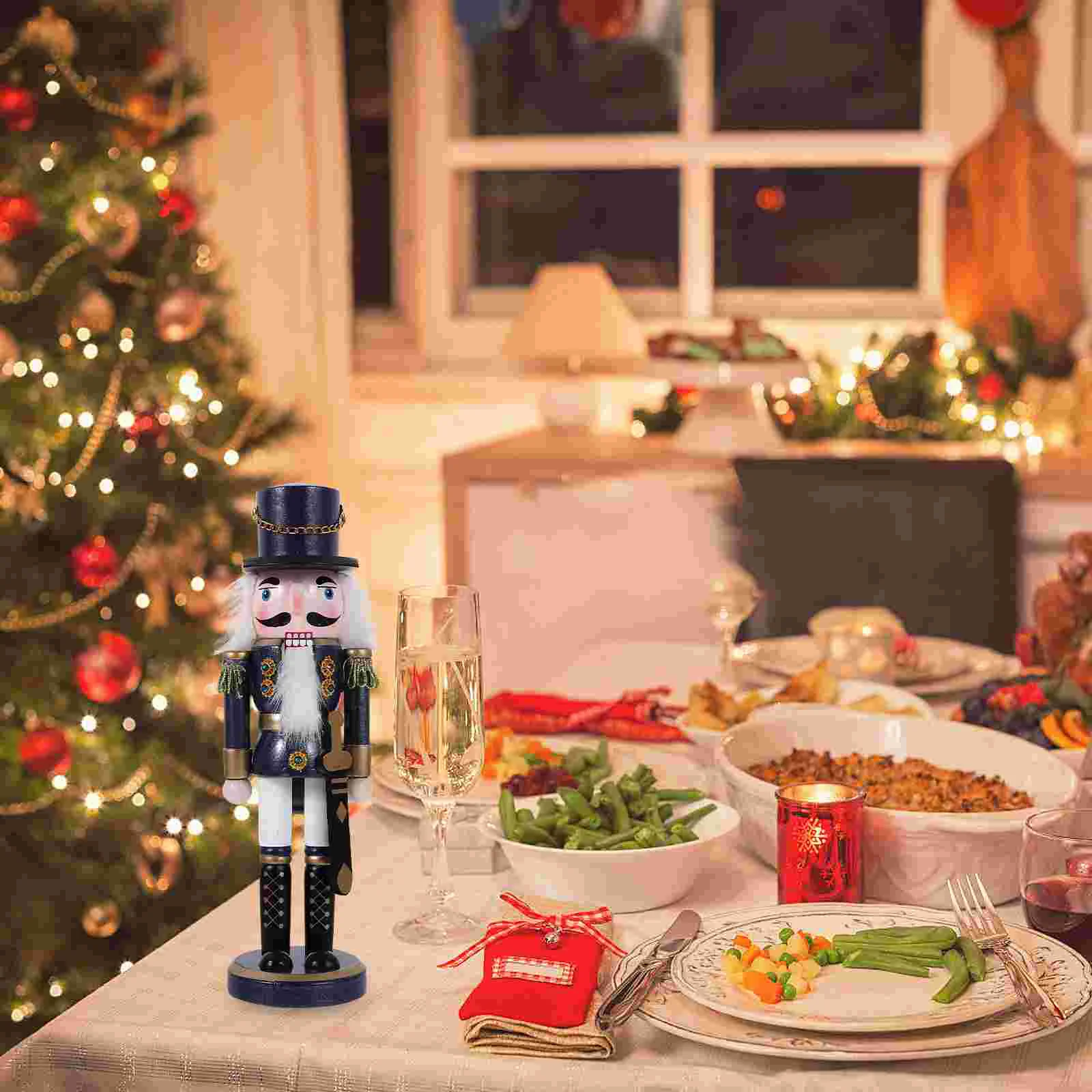 

Nutcracker Christmas Soldier Ornament Tabletop Soldiers Xmas Figure Table Walnut Centerpieces Bookshelf Holiday Statue Wooden