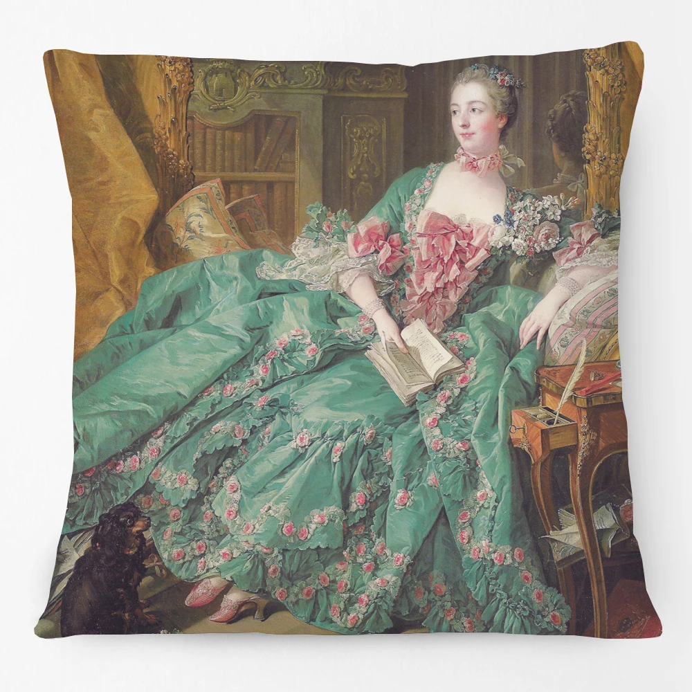 

Royal European Lady Madame Rococo Style Painting Cushion Cover Pillow Case For Bedroom Sofa Couch Decoration