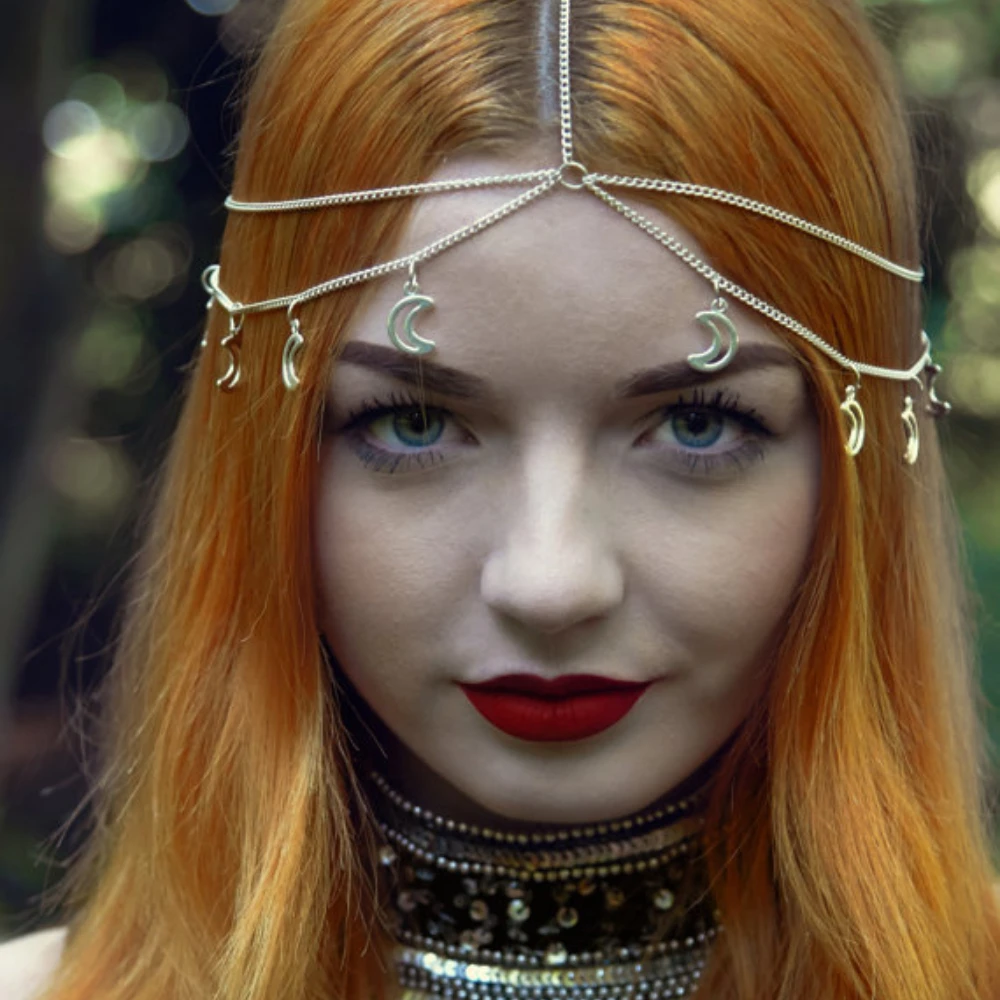 

New Hair Ornament Moon Star Multi-layer Chain Metal Head Chain Hair Ornament Woman's Head Chain