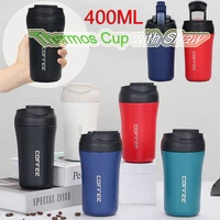 400ml insulated stainless steel coffee cup vacuum thermos 304 coffee mug with straw travel mug with leak proof lid water bottle