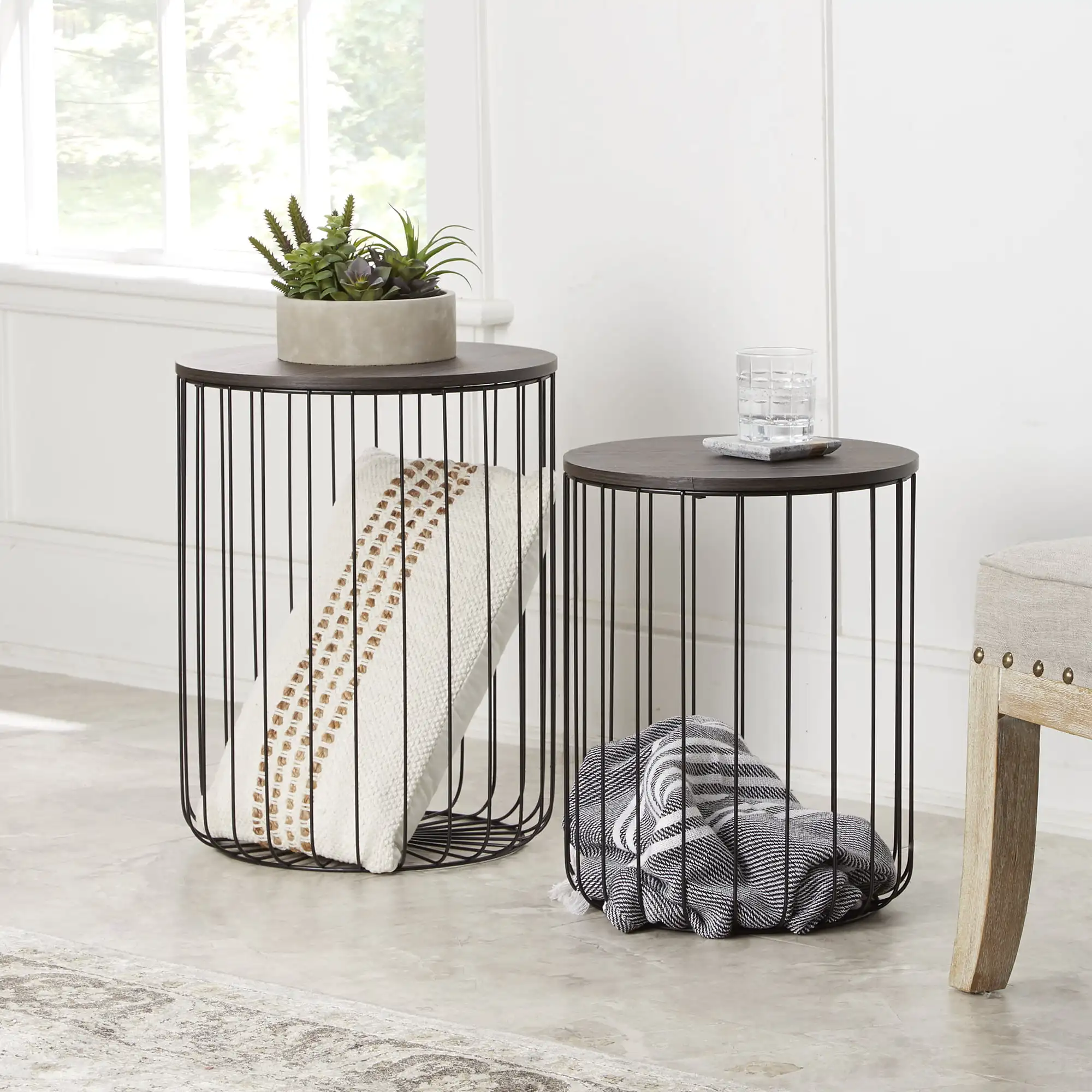 

Free Shipping Storage Nesting Tables Set of 2 Walnut Finish