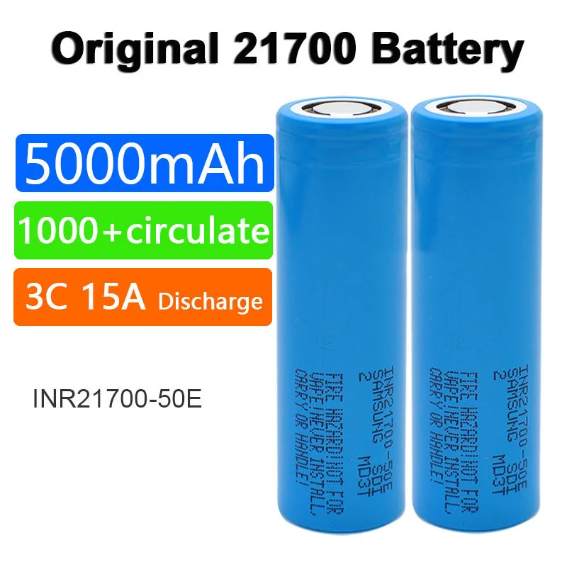 

1 pc 100% Original 3.7V 5000mAh for Samsung INR21700-50E Lithium Battery Discharge 15A Rechargeable Batteries Flashlight