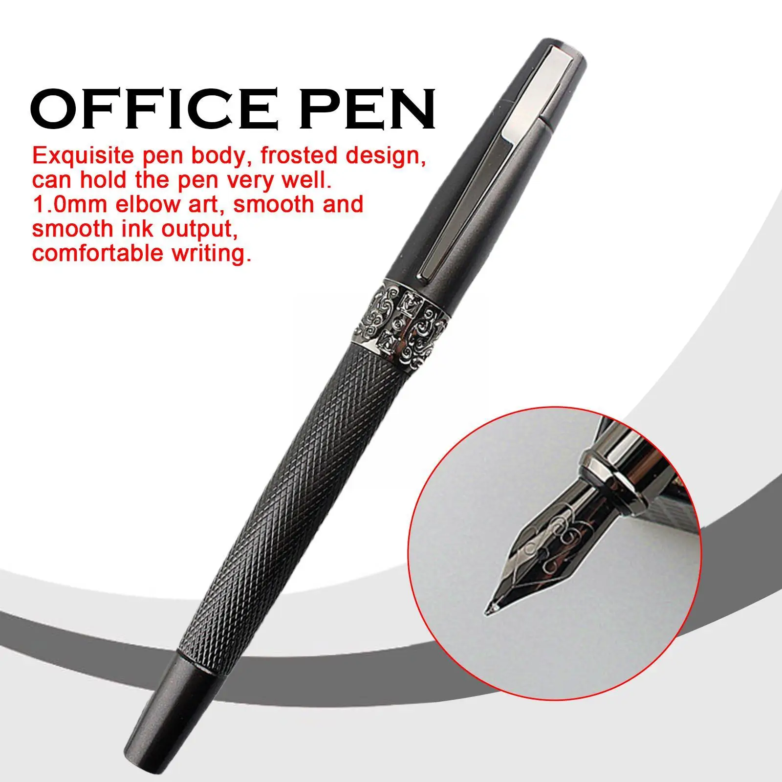 

Ручка перьевая черная с черной резьбой, 1,0 мм