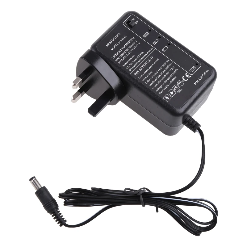 

H7JF UK Pug Rechargeable 5000mAh 5V 9V 12V UPS 5.5x5.1mm Output Battery Pack for WiFi Router LED Light Moderm and more