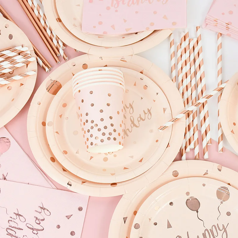 

Kids Birthday Party Decorations Disposable Tableware Set Paper Plate Cup Napkins Baby Shower Girl Birthday Dinner Party Supplies