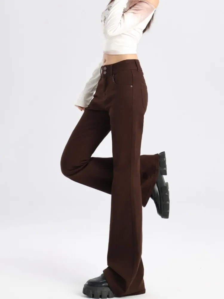 FINEWORDS винтажные повседневные джинсы-клеш с высокой талией женские корейские