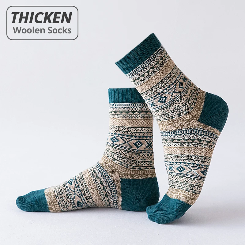 

Socks Colorful Thicken Fashion Man Brand For HSS Sheep's Pairs Winter Socks Men Men's boots Style Snow 5 Wool Warm Socks Retro