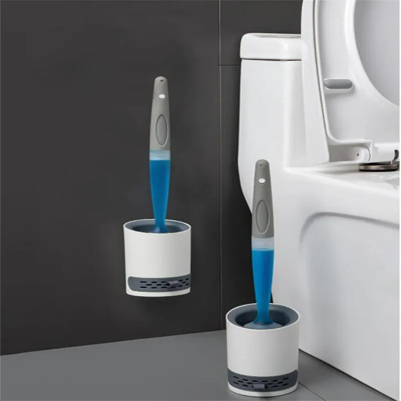 

Silicone Toilet Brush Wall Mounted Cleaning Tools Refill Liquid No Dead Corners Home Bathroom Accessories Cleaning Set