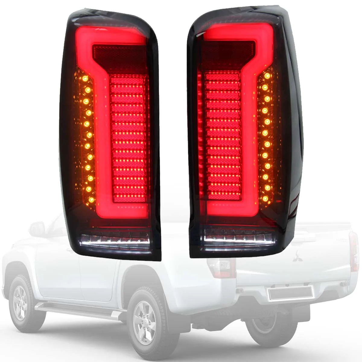 

2PCS Tail Light For Mitsubishi Triton Pajero Sport Montero L200 2019-2020 BLACK LED Taillight Car Accessories