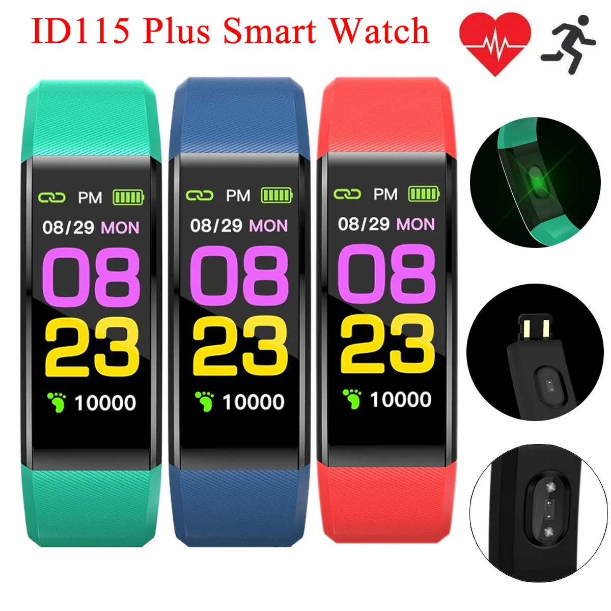 

ID115 Plus Smart Watch for Men Sports Fitness Tracker Heart Rate Blood Pressure Sleep Monitoring Clock Digital Wristwatches