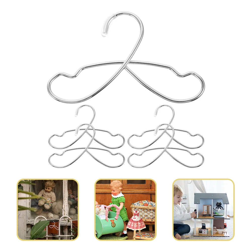 

5 Pcs Hanger Small Clothing Rack Dolls Accessory Metal Hangers Bjd Decors Miniature Ornaments Simulation