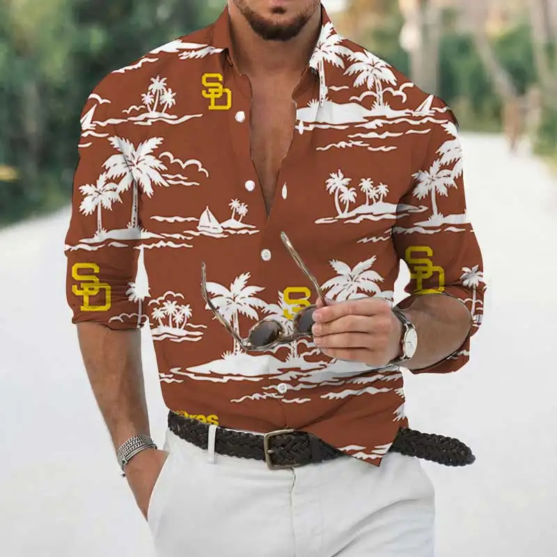 

Men's Casual Style Spring Autumn Everyday Button Down Lapel Long Sleeve Shirts Hawaiian Digital Print Shirts Men's Streetwear