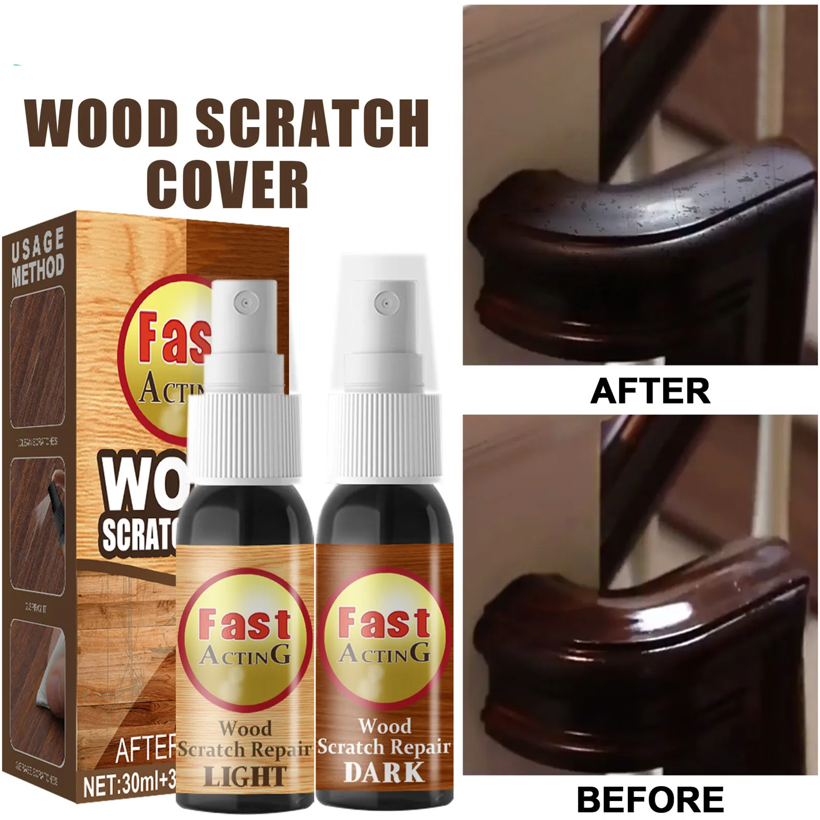 

Wooden Scratch Repair Instant Fix Wooden Scratch Remover Set Scratch Colour Repair Spray Furniture Polisher For Scratches Floors