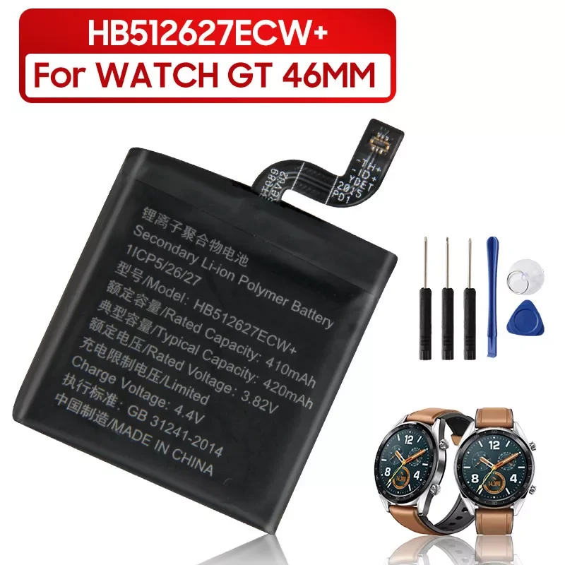 

2023New Original Replacement Battery For Huawei Watch GT 46mm HB512627ECW+ Genuine Watch Battery 420mAh
