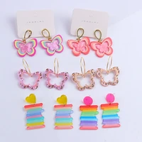 2022 new butterfly rainbow stripe simple fashion acrylic printed eardrop for women korean earrings earrings trendy 2022