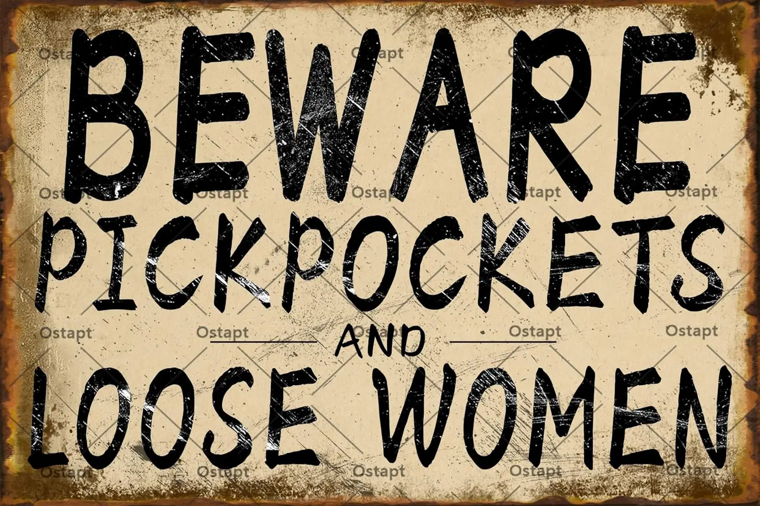 Wrnng Slogn Bewre Of Pckpockets nd Loose Women Vntge Wll Decor For outdoor Cfe Br Pub Resturnt Hotels Sre Decorn