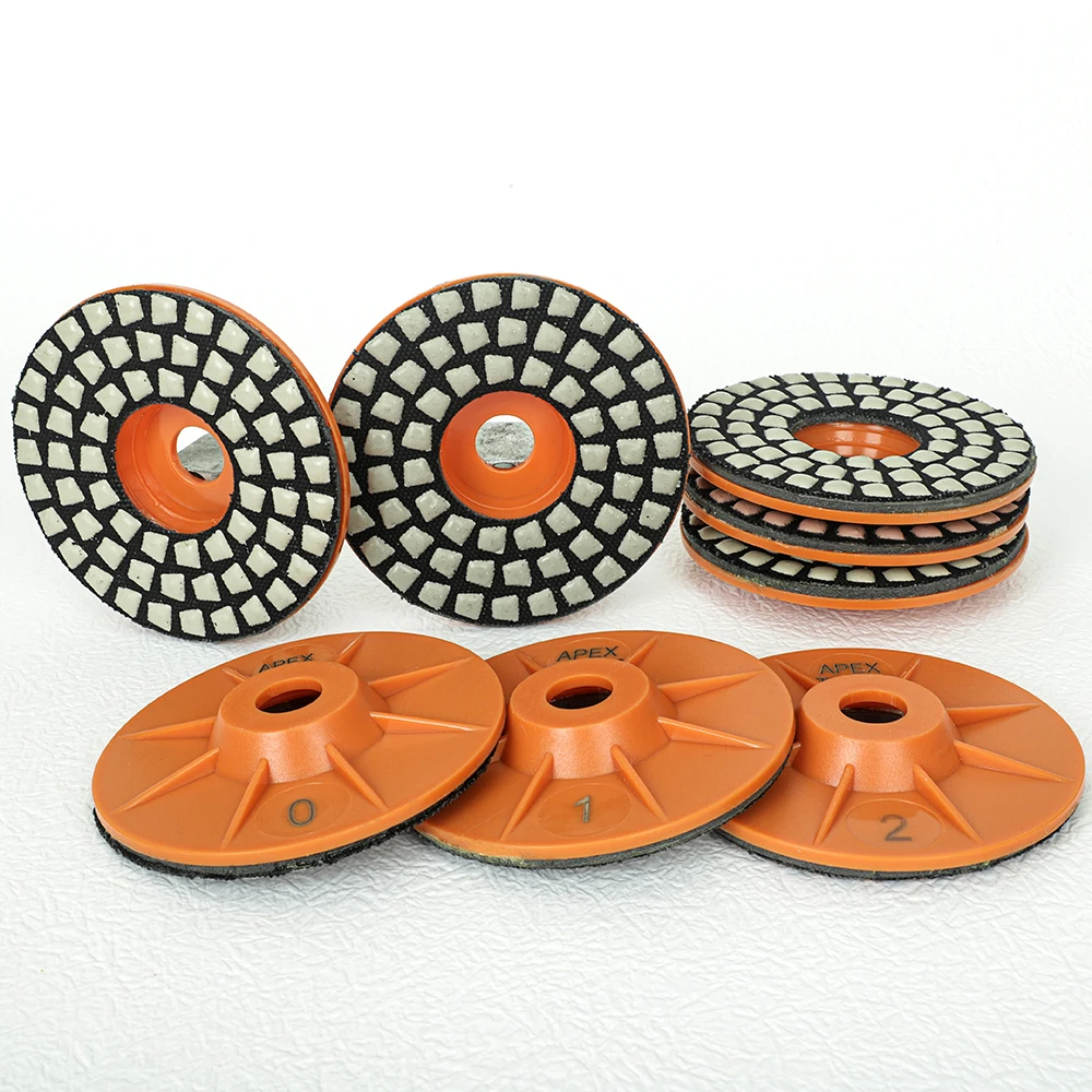 1Pc 4 Inch 100mm Abrasive Buckle Lock Diamond Dry Polishing Pad Flexible Disc For Stone Quartz Marble Granite Concrete Grinding