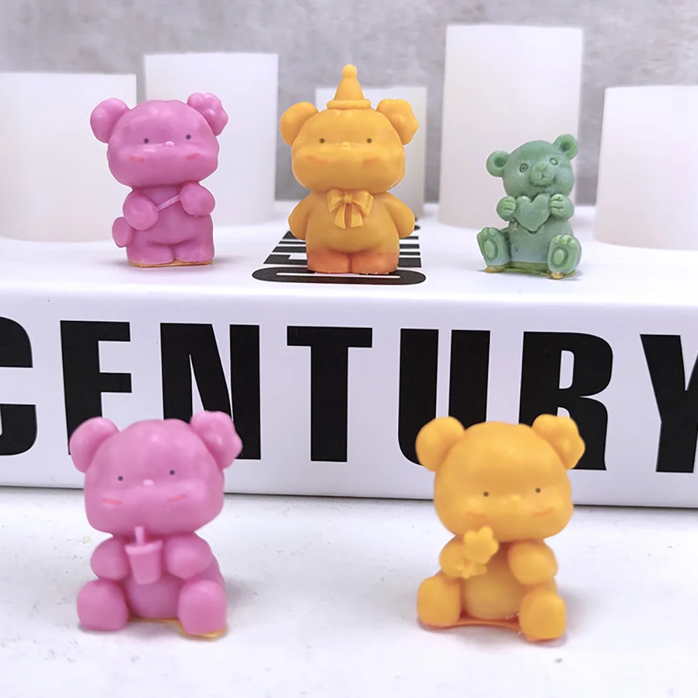 

3D Candle Mold Toy Bear Silicone Fondant Cake Moulds DIY Chocolate Mould Cake Deco Tools Baking Accessories Candle Making Kit