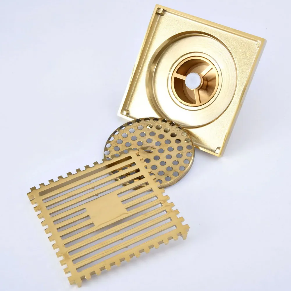 Латунный Слив для ванной комнаты золотого цвета с защитой от запаха и насекомых