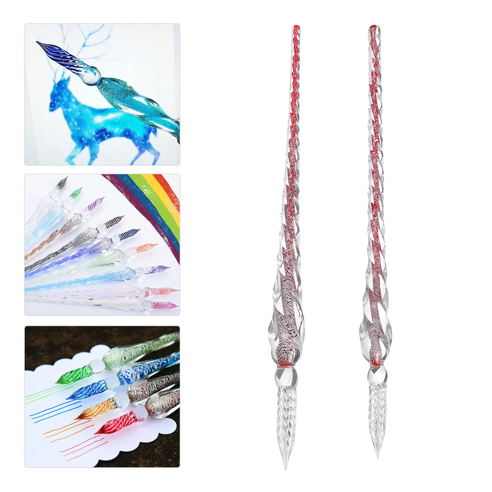 

Pencrystal Ink Dip Calligraphy Pens Office Gift Dipped School Student Stationery Signature Decorations Set Rainbow Drawing