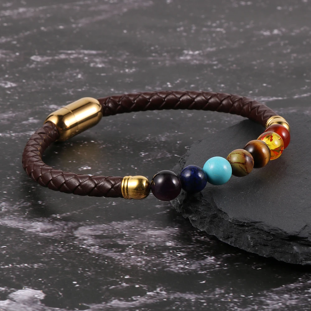 Мужские и женские браслеты из натурального камня 7 чакр для йоги радиестезии