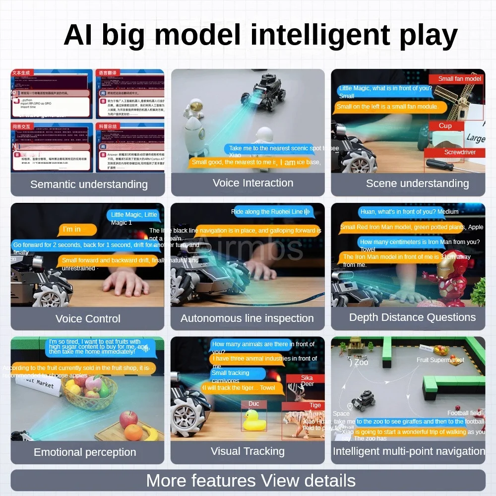 Фото Hiwonder ROS2 Smart Car Rosorin Mecanum Wheel Multimodal AI Vision Большая модель Slam Navigation Programming Robot №3