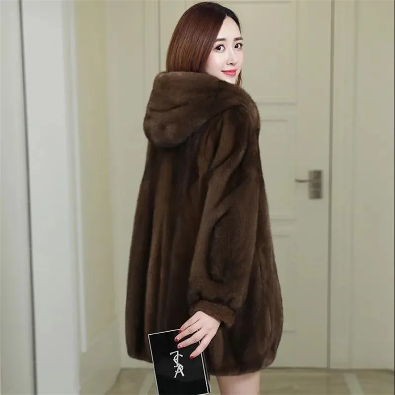 Natural Fur Coats Winter Women Mink Fur Coat Female Genuine Leather Jackets Ladies Oversize Warm Thick Detachable Long 2022 New enlarge