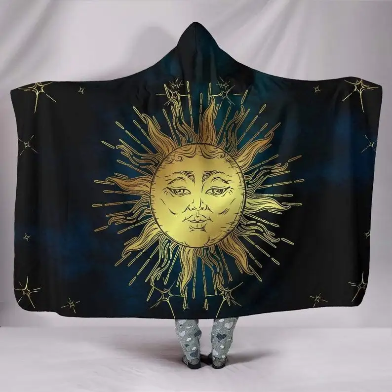 

Hooded Blanket, Sun Meditation, Chakra Meditation, Artistic Le Soleil, Sun Face, Golden Tarot, Astrology, Colorful Throw, Custom