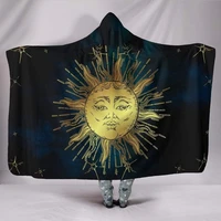 hooded blanket sun meditation chakra meditation artistic le soleil sun face golden tarot astrology colorful throw custom