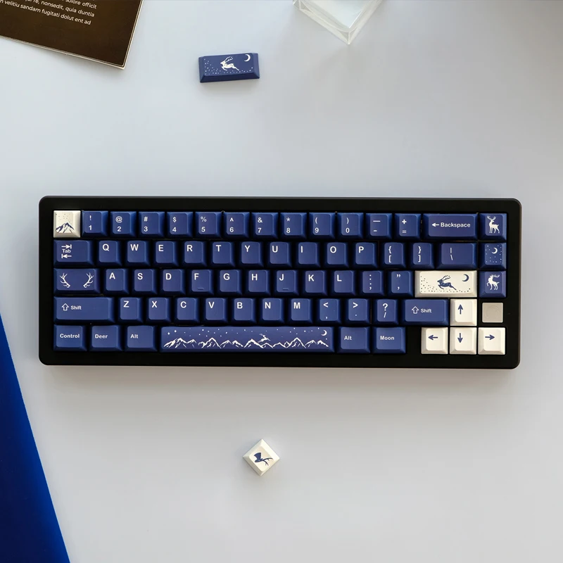 

137 Keys/1 Set Original Profile Pbt Keycaps DYE-SUB Blue Moon Deer English Buttons for MX Switch Gaming Keyboard Keycaps
