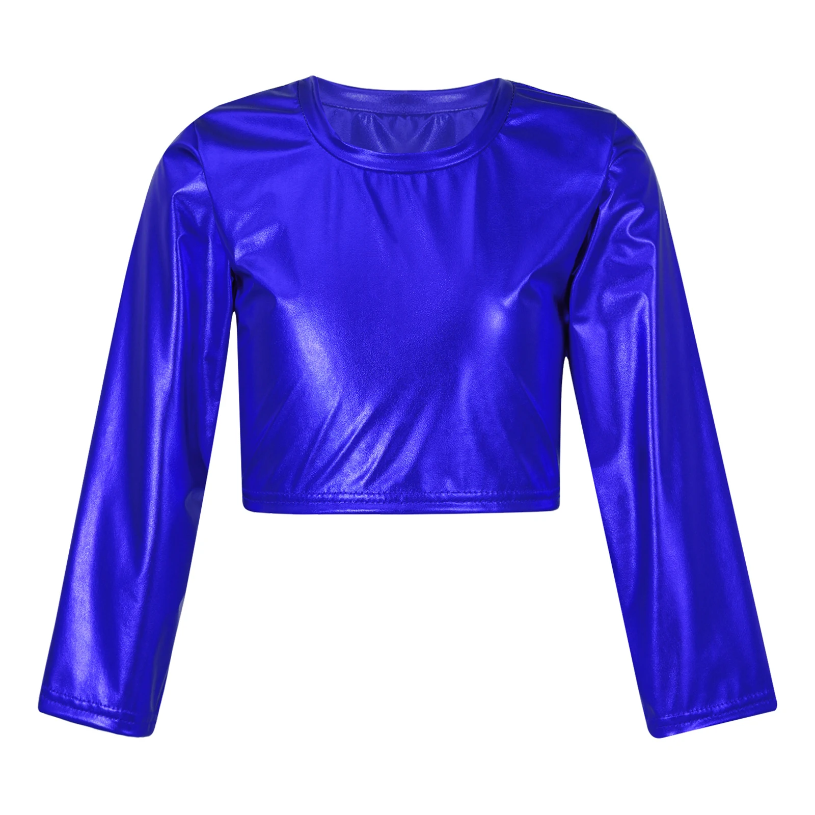 Детский танцевальный топ футболки джазовая Одежда для танцев детский Блестящий