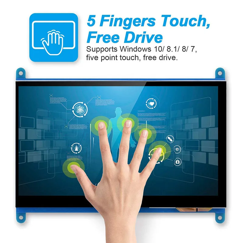 Raspberry Pi 4 сенсорный экран 7 дюймов емкостный ЖК-дисплей 1024*600 800*480 TFT дисплей для ПК