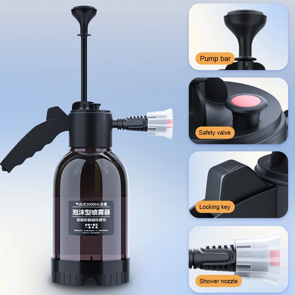 

2L Hand Pump Foam Sprayer Pneumatic Snow Foam Washer Foam High Pressure Car Wash Spray Bottle For Cleaning Watering Irrigation