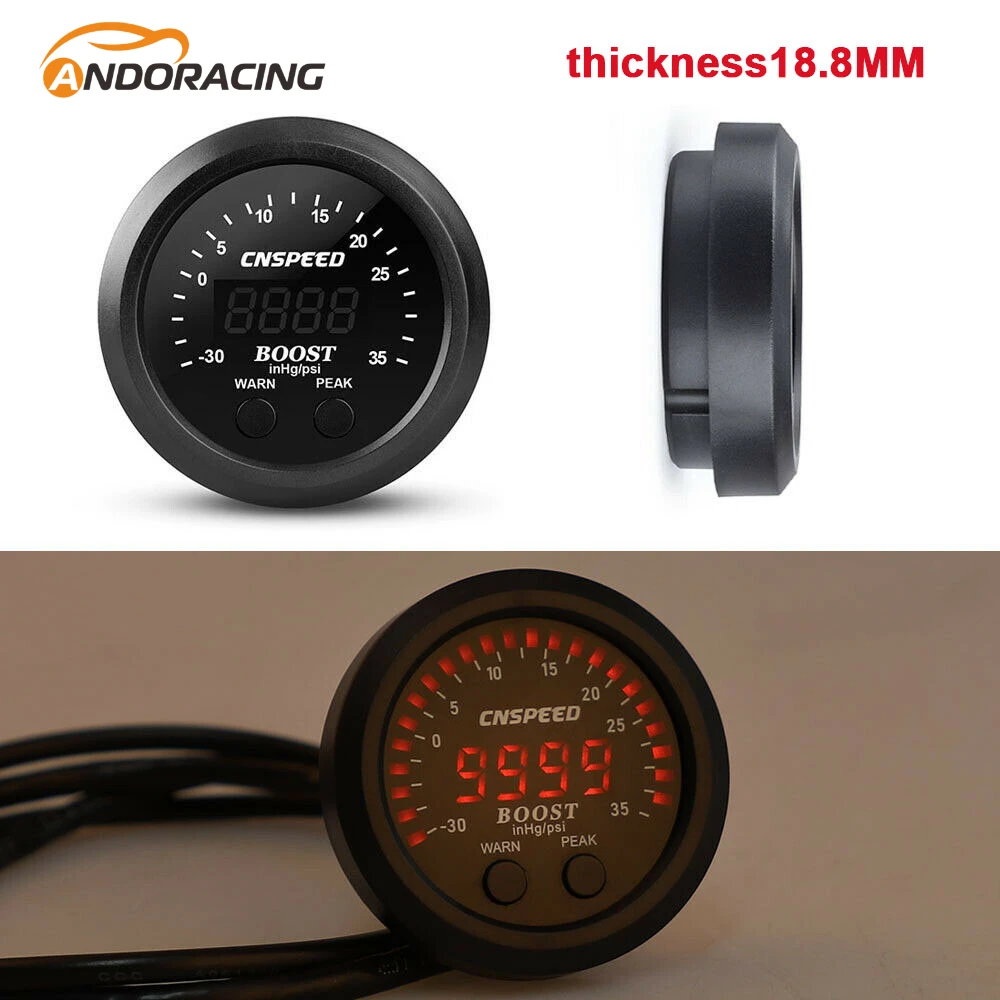 

52 мм Цифровой-30 дюймов/Hg-35psi электронный датчик турбонаддува ультратонкий высокопроизводительный измеритель турбонаддува вакуумный манометр светодиодный дисплей