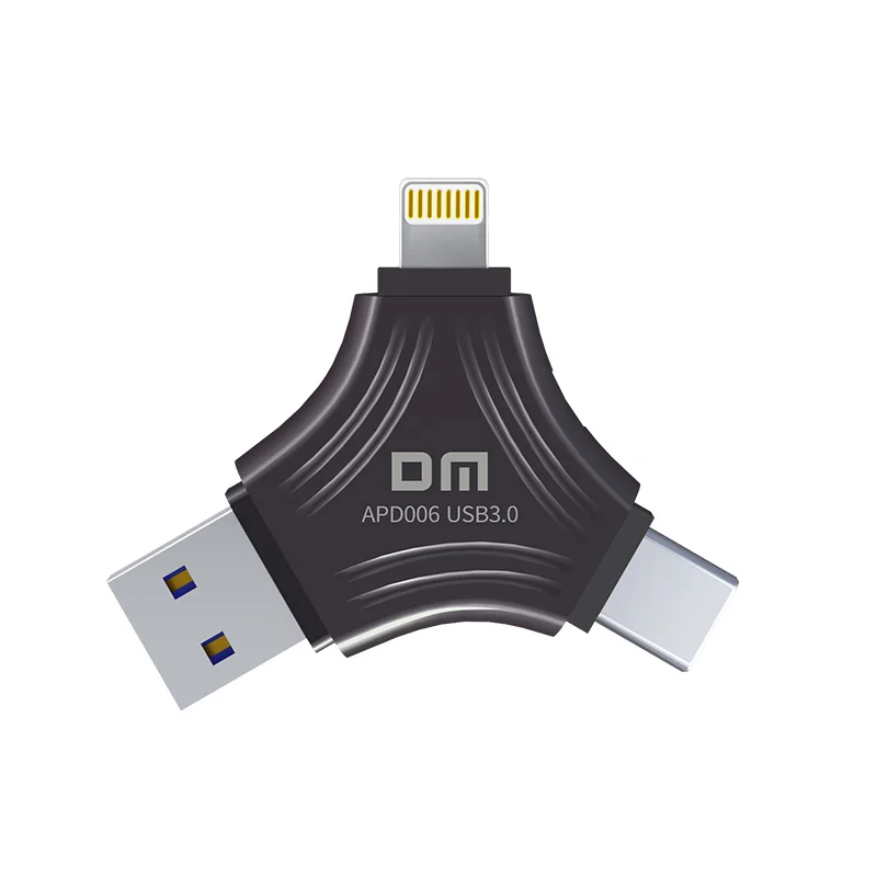 USB-флеш-накопитель DM 3 в 1 для iPhone и смартфона типа C Mac APD006