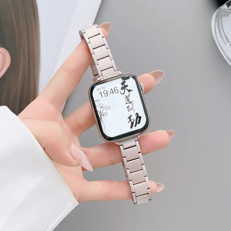 

Watchband for Apple Watch 8 7 41mm 45mm Band Slim Metal Link Bracelet iWatch 6 SE 5 4 3 40mm 44mm 38mm 42mm ultra 49 Women Strap