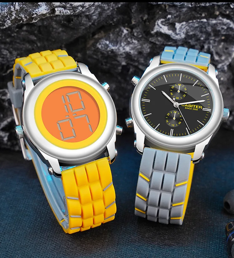 

Dual Side Time Display Reloj Sports Watch for Men Analog Digital Luxury Rubber Quartz Wristwatch Clock New Conceptual Watches