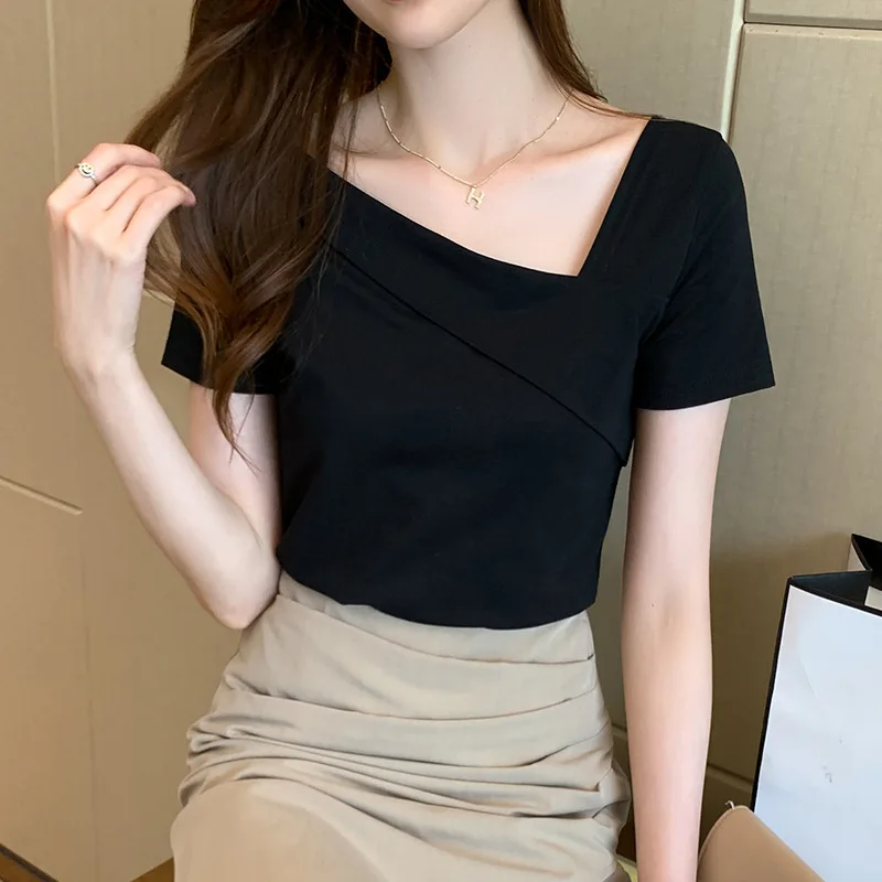 

women's short sleeve t-shirt summer 2021 new top women clothings black