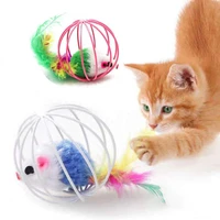 plastic artificial colored cats teaser toy chasing toys cat toy sticks feather sticks rat cage toys with bells pet supplies