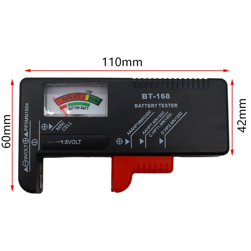 

BT-168 AA/AAA/C/D/9V/1.5V batteries Universal Button Cell Battery Colour Coded Meter Indicate Volt Tester Checker BT168 Power