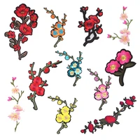 patch for rose plum blossom clothing iron on embroidered sewing applique flower sew on fabric diy apparel accessories decoration
