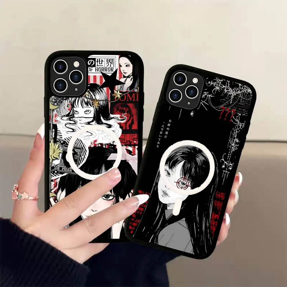 Фото Чехол для телефона J-Junji Ito с изображением комиксов ужасов и триллеров для IPhone 13, 14, 15, 11, 12, 16, 17 Pro Max Plus, магнитный чехол Magsafe №2