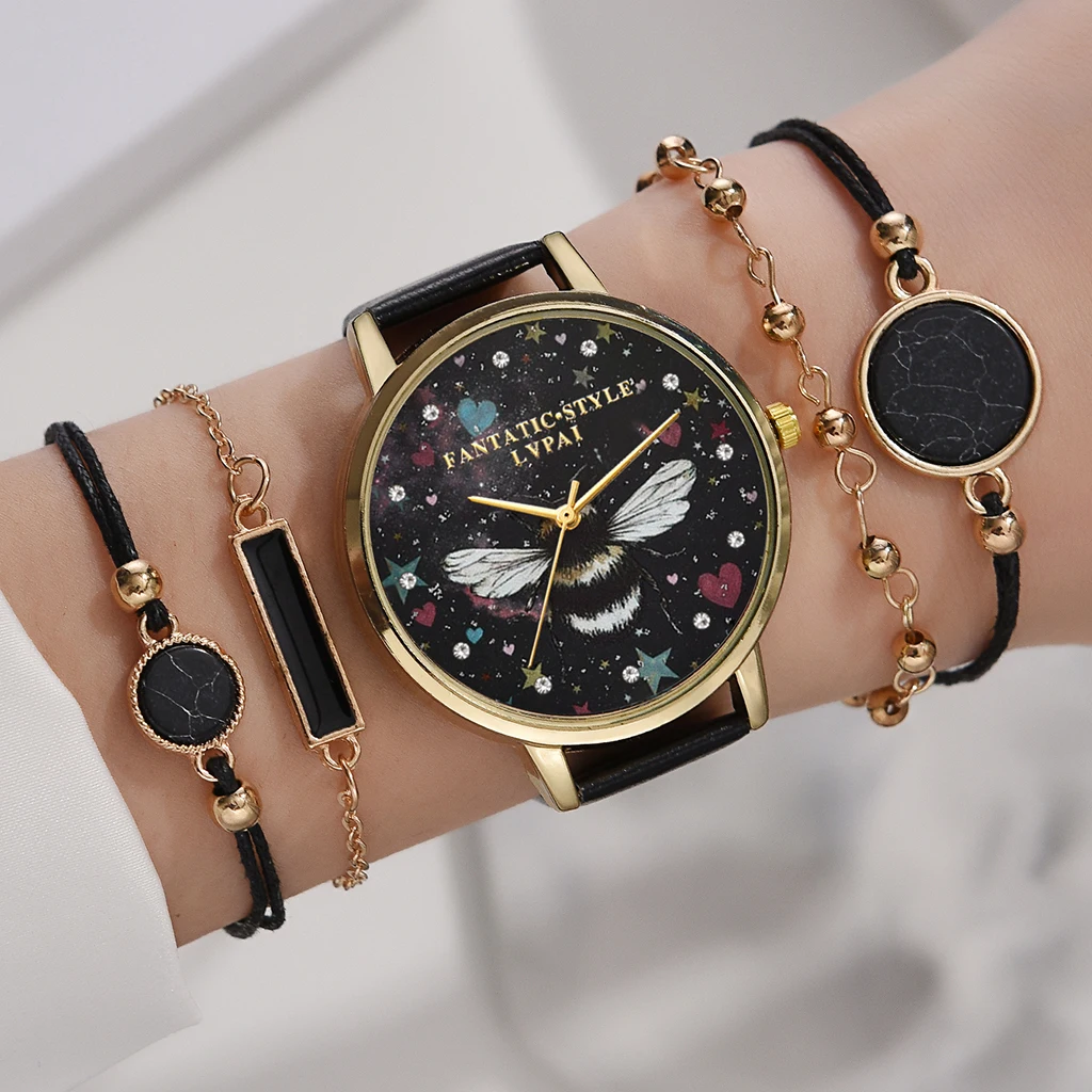 

Lvpai Brand 5PCS Fashion New Bracelet Watch Set Women Ladies Wristwatch Rhinestone Watches Ladies Relogio Feminino Reloj Mujer