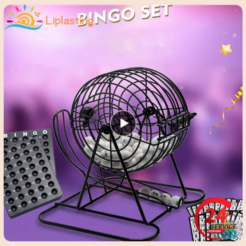 

Bingo Game Console Simulative Lottery Machine Spinning Manual 75 Lucky Balls Cards Counters Party Game Props Family Fun Toy Gift