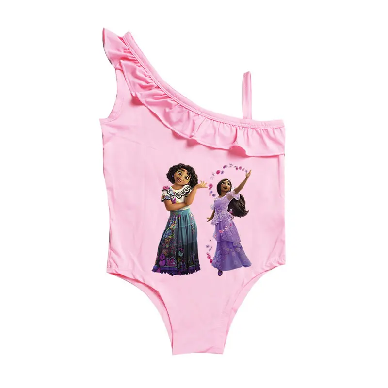 

2022 Encanto Swimsuit For Baby Girl Bikini Bathing Summer Isabella Mirabel Child Sling Cartoon Swimwear Kid One Piece Clothes