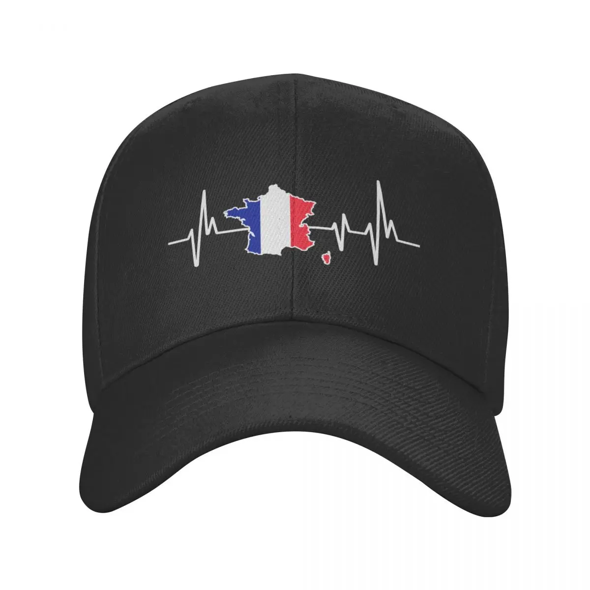 

Custom Heartbeat France Flag Baseball Cap Men Women Adjustable French Proud Dad Hat Streetwear Snapback Caps