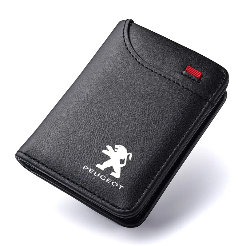 

Автомобильные эмблемы из искусственной кожи, тонкие кошельки, карман для хранения документов, карман для Peugeot 206 207 307 308 408 508 301 3008 2008 5008 RCZ