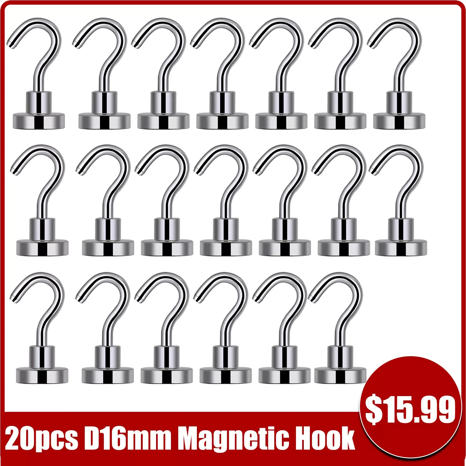 

20Pcs Strong Hooks Heavy Duty Wall Hooks Home Kitchen Bar Storage Organization for Hanger Key Coat Cup Hanging Hanger
