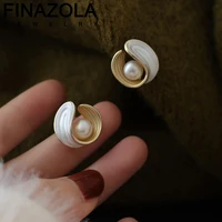 finazola vintage elegant pearl earings for women charming jewelry french temperament unique ear accessories wholesale