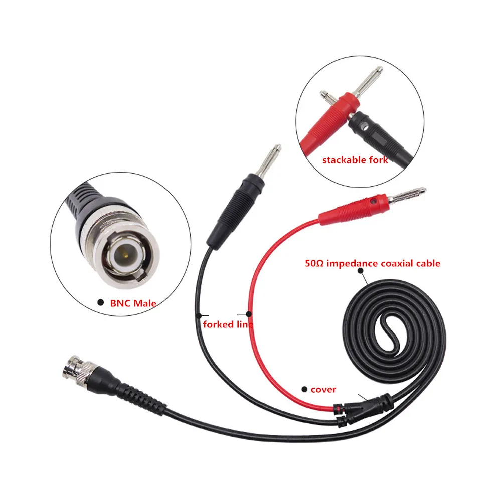 

BNC to Dual 4MM Stackable Banana Plug Test Lead Probe Connect Cable for Oscilloscope Signal Generator 5A P1008A 120CM